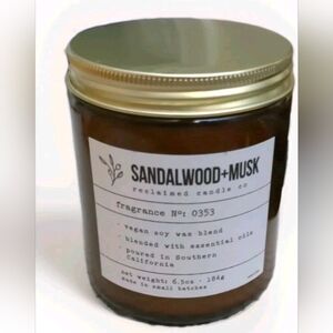 LEOBEN Sandalwood & Musk Scented 1 Wick 6.5 Oz Candle with Gold Lid